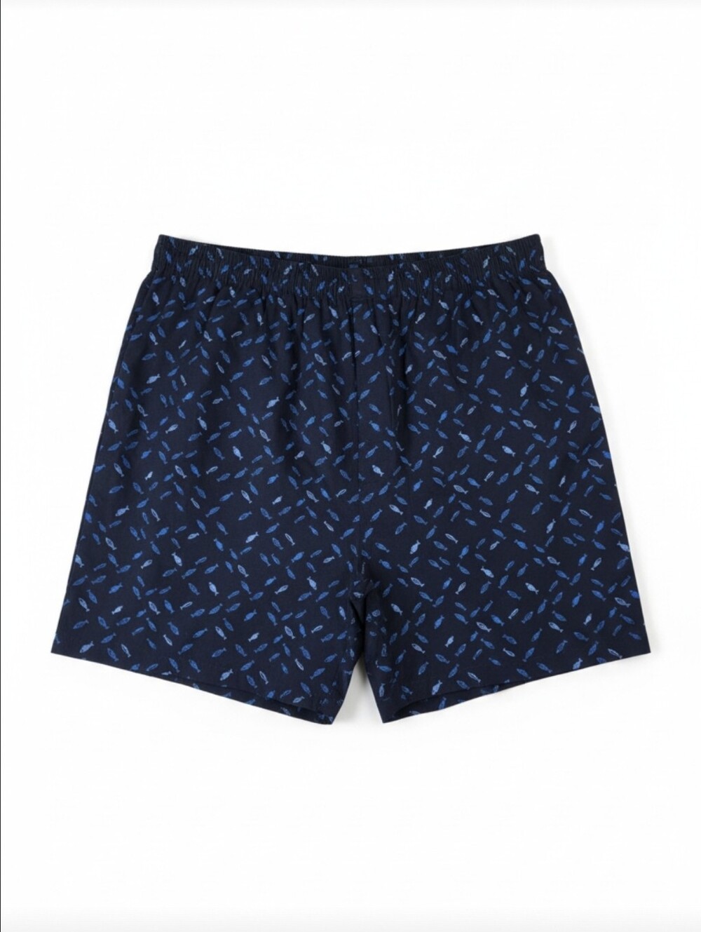 Stafford Men's Large Navy Blue Fish Print Pajama Sleep Shorts Lounge